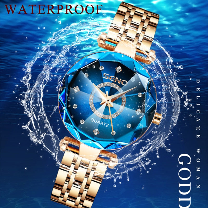 Women Idol Ocean Watch Fashion Crystal Ladies Quartz