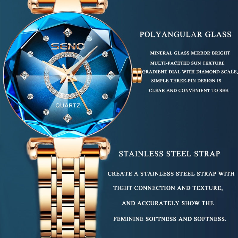 Women Idol Ocean Watch Fashion Crystal Ladies Quartz