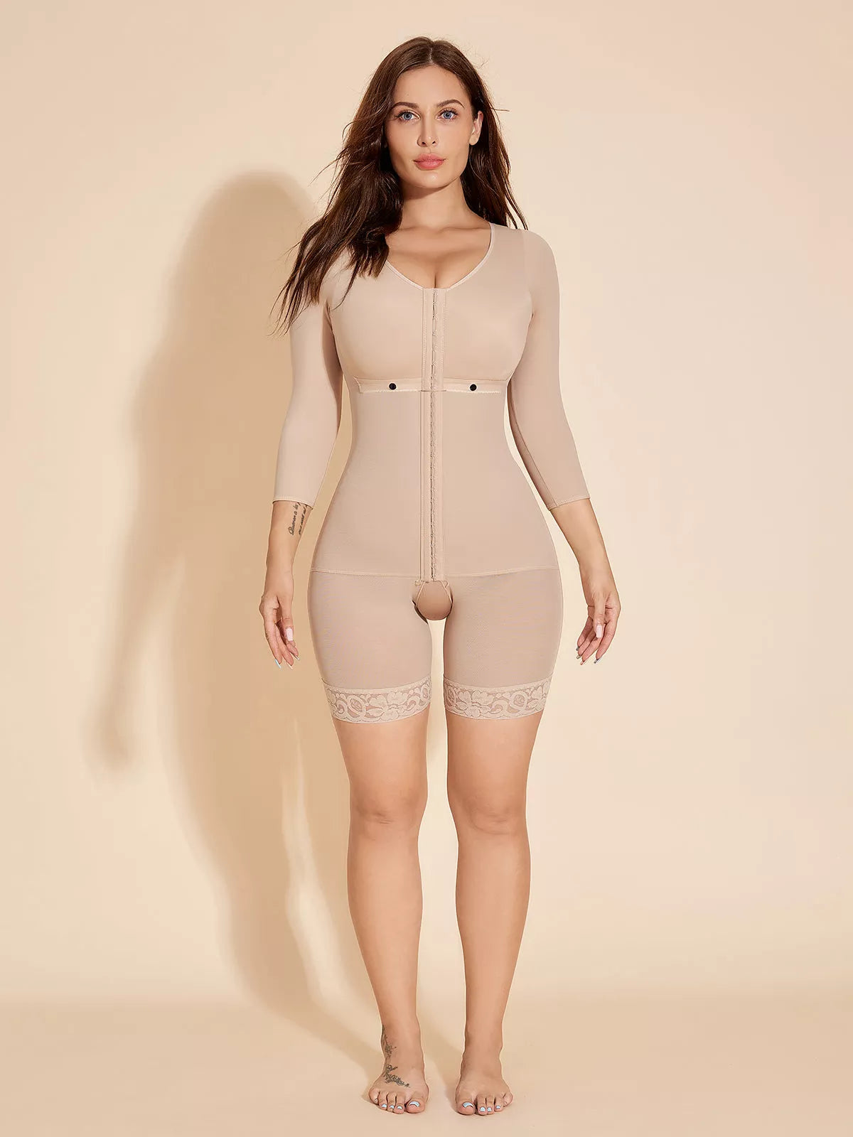 Long Sleeve Full Covered Women Shapewear Breastfeeding Bodysuit